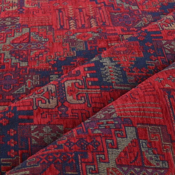 Upholstery fabric kilim by the yard kilim Red Otantik Fabric  by the yard Turkish fabric Ottoman sark Etnik Fabric