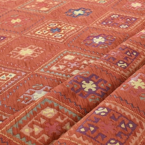 Quadrat Dreieck Baklava Scheiben Teppich rot orange Anadolu Polsterstoff Kelim,etnik desen şark turk kumaşı marokkanischer Polsterstoff Teppich