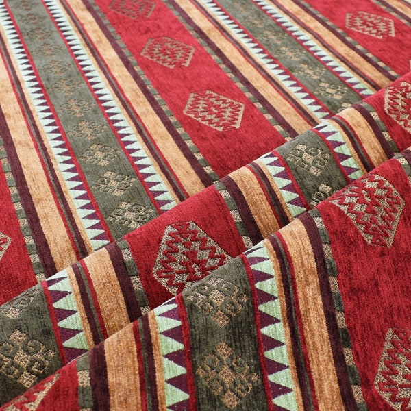 Upholstery fabrics kilim red geometric design fabric  Moroccan fabric by the yard turkish fabric ottoman fabric oriental kilim table covers