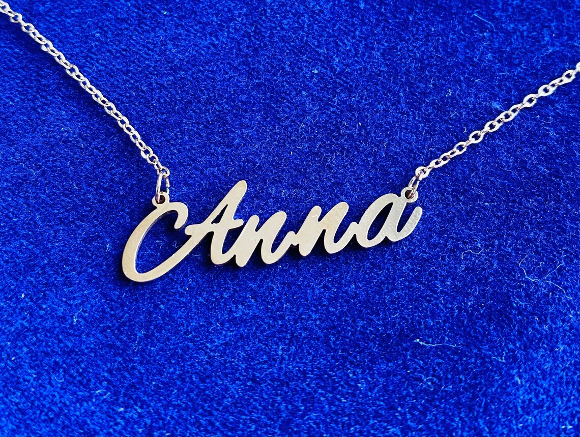 Anna Stainless Steel Name Necklace in Gold Etsy UK