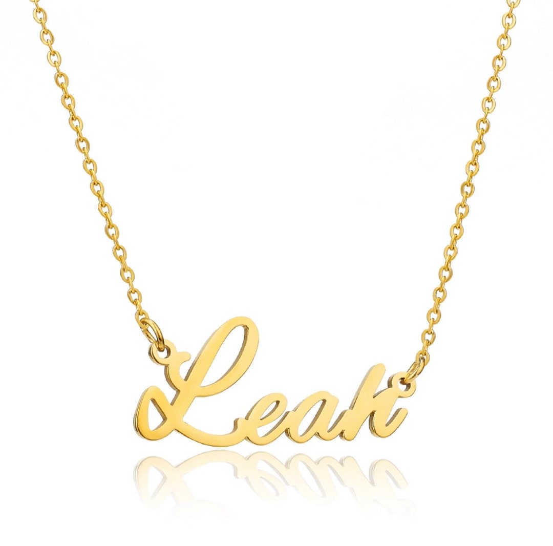 Leah Stainless Steel Name Necklace in Gold Etsy