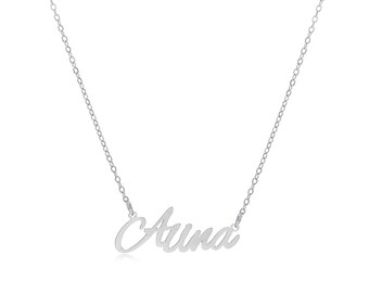 Alina Name Necklace Stainless Steel in Colour Silver