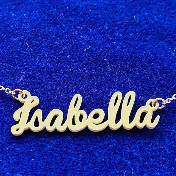 Isabella Name Halskette Edelstahl in Farbe Gold!