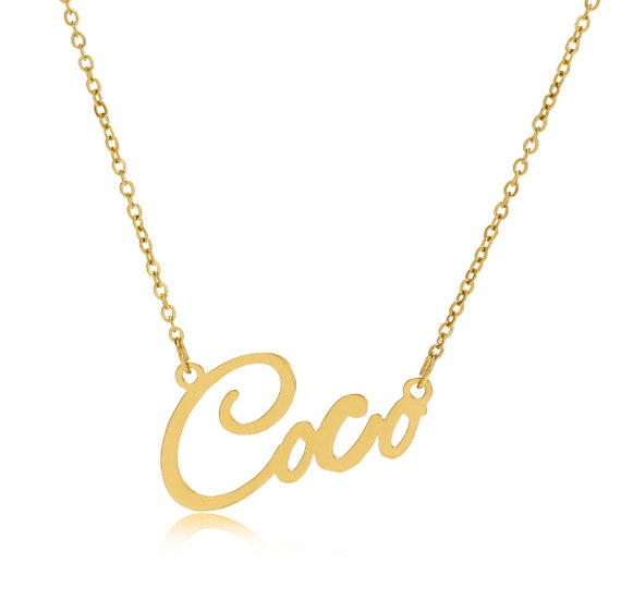 Coco Name Necklace Stainless Steel in Colour Gold