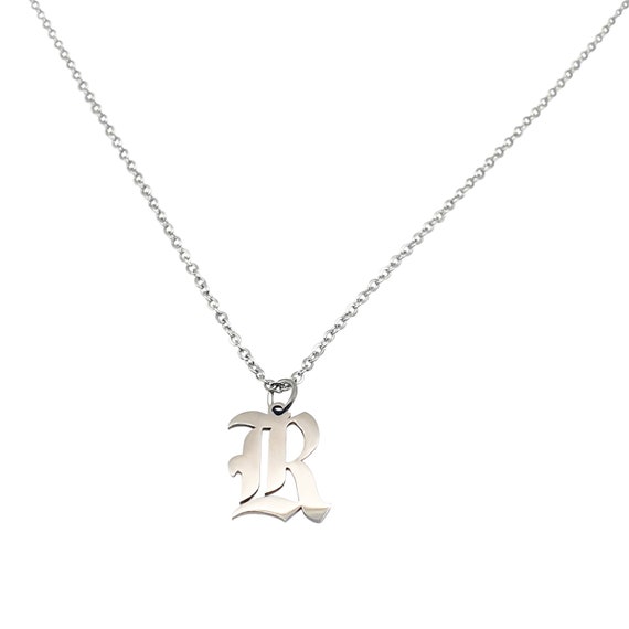 Sterling Silver Tiny Initial Letter R Charm Necklace, 18