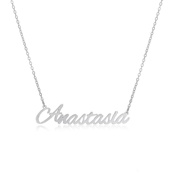 Anastasia name necklace stainless steel in colour Silver