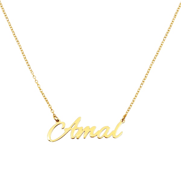 Amal name necklace stainless steel in colour gold!