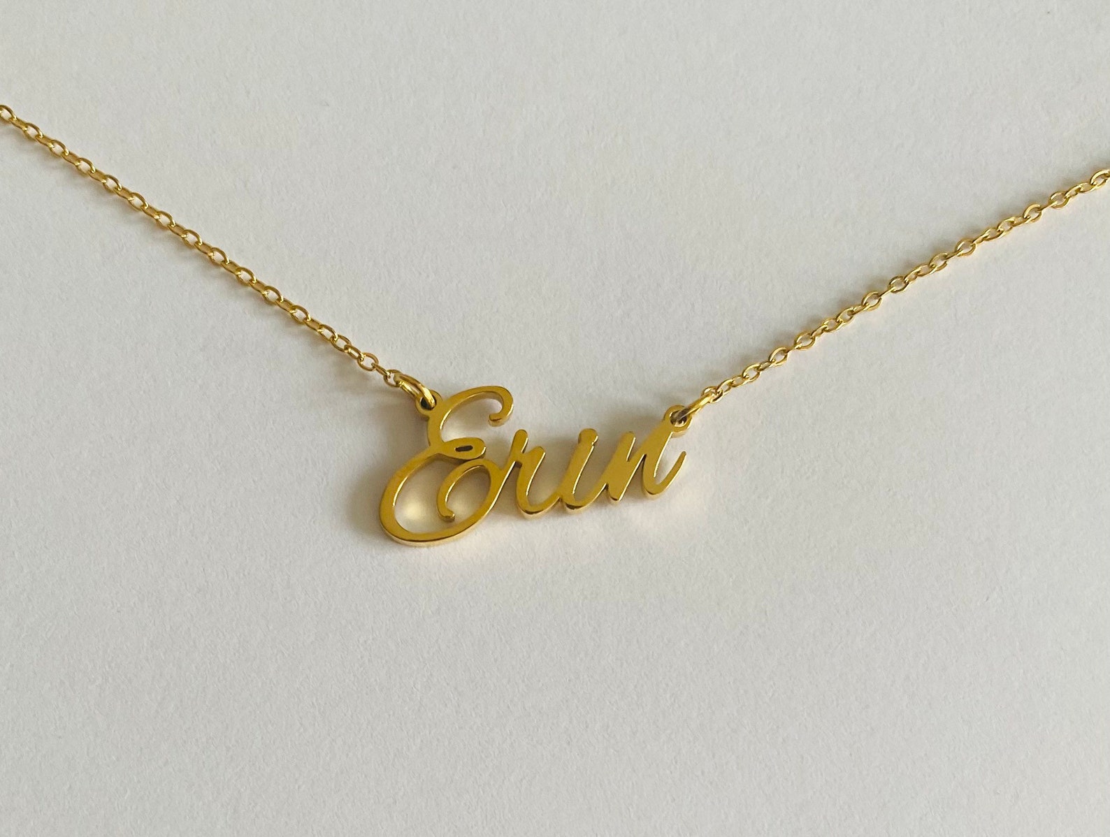 Erin Stainless Steel Name Necklace in Gold Etsy
