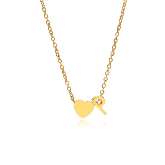 Buy Letter P Initial and Heart Necklace Stainless Steel in Colour