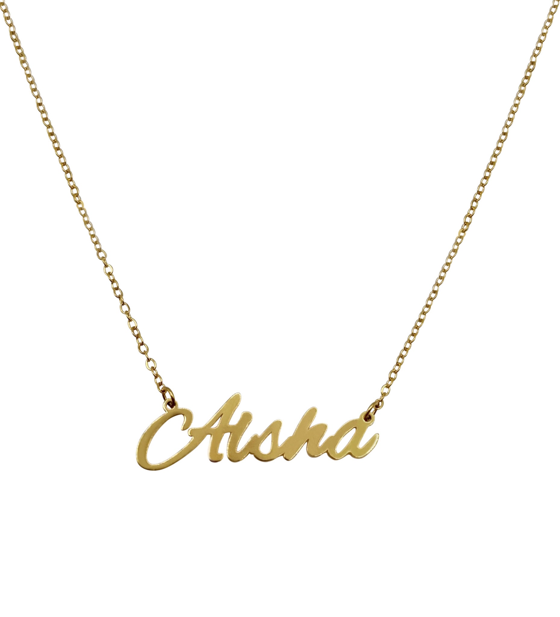 Aisha Name Necklace Stainless Steel in 