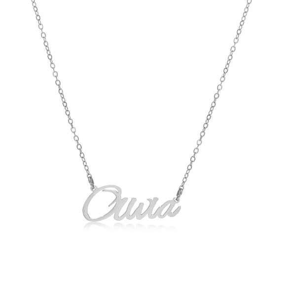 Olivia Name Necklace Stainless Steel in Colour Silver