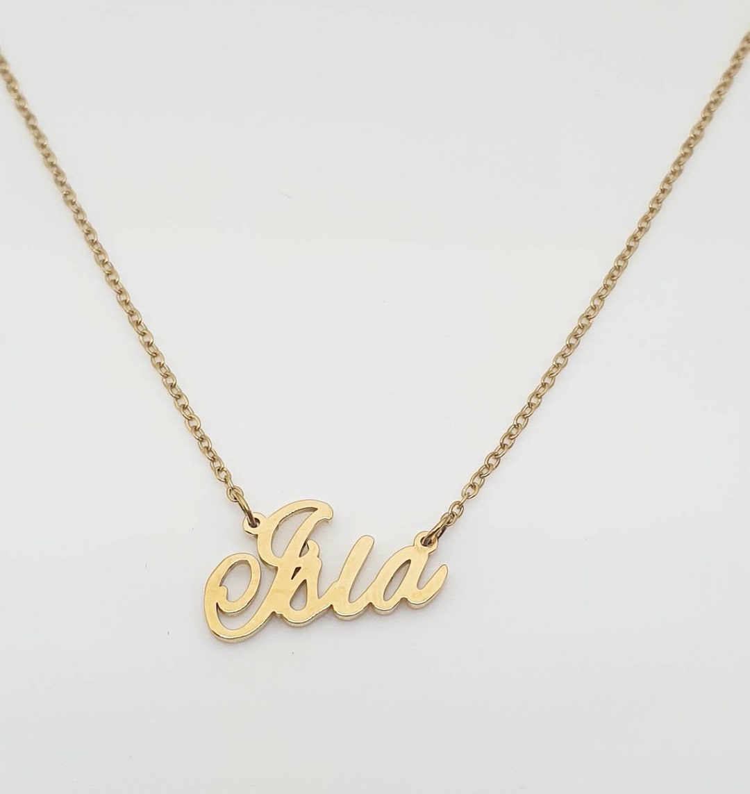Isla Stainless Steel Name Necklace In Gold Etsy isla-stainless-steel-name-necklace-in-gold-etsy