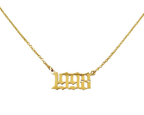 1998 stainless steel year necklace in gold