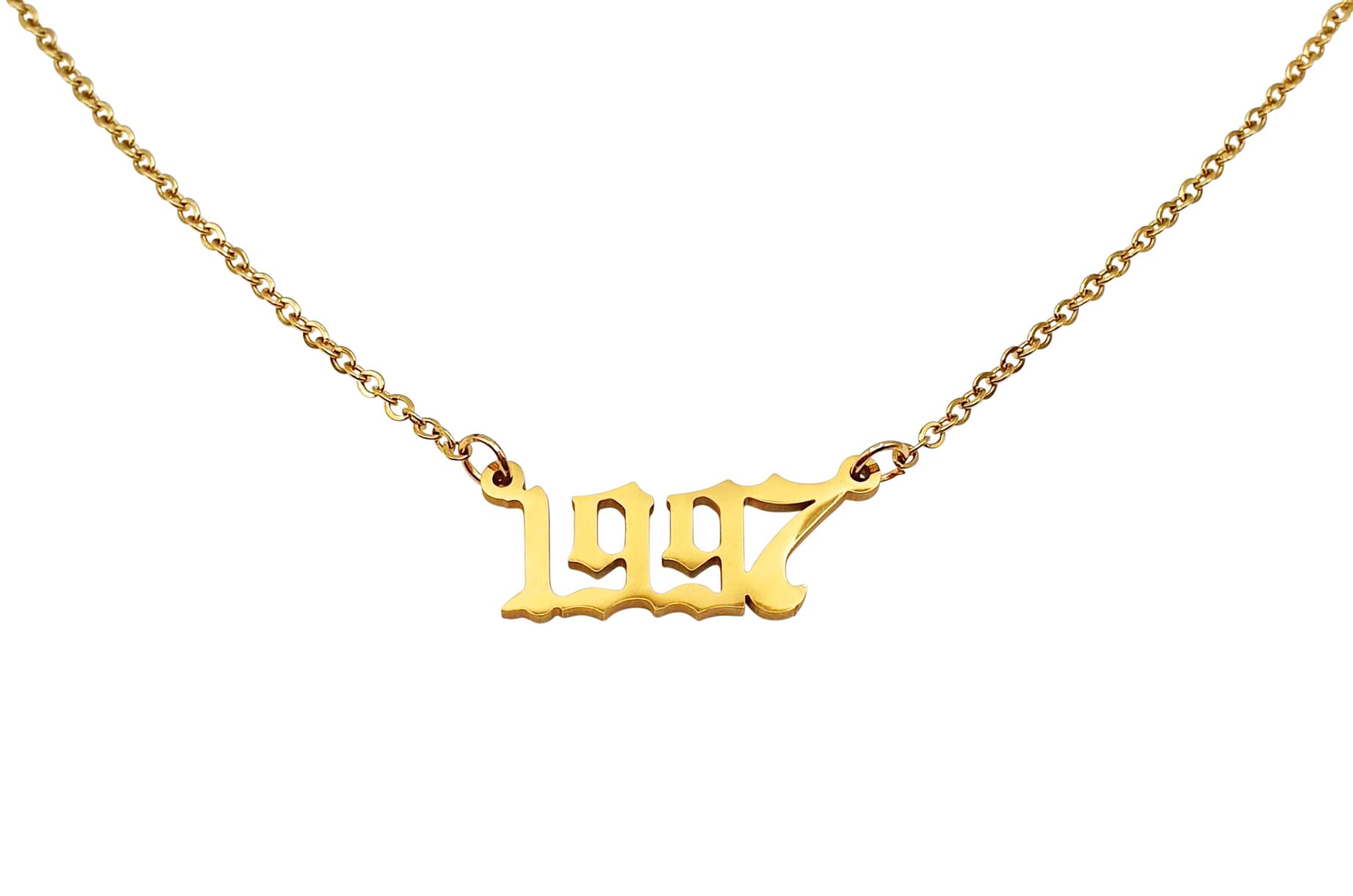 1997 stainless steel year necklace in gold
