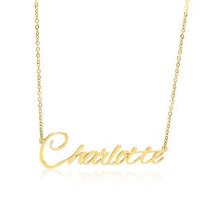 Charlotte name necklace stainless steel in colour gold!