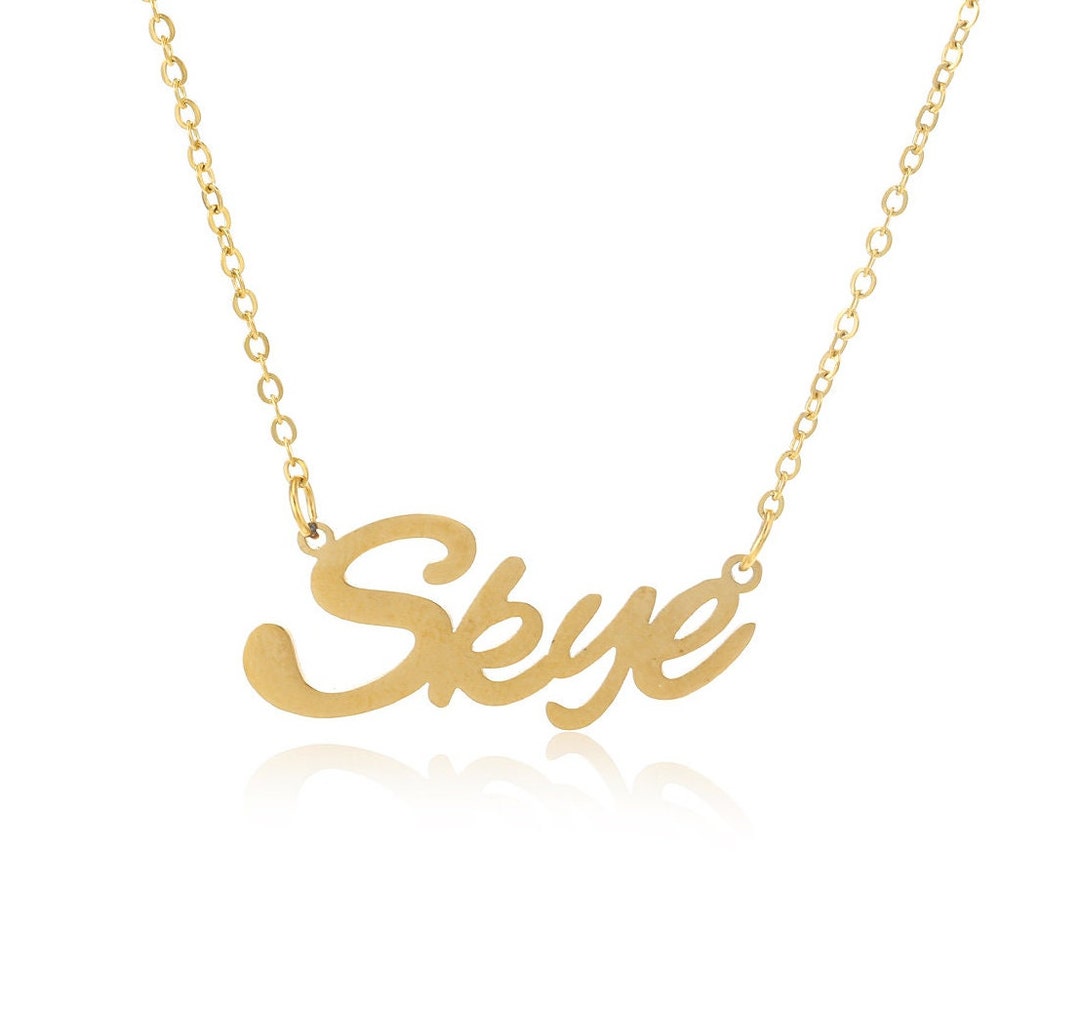 Skye Stainless Steel Name City Necklace in Gold - Etsy