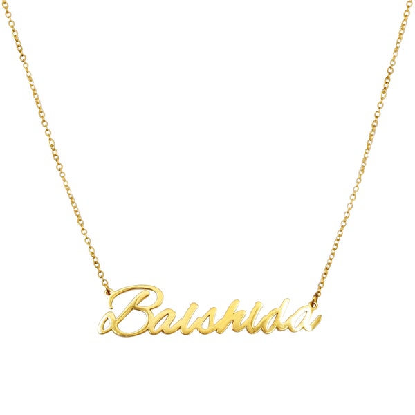 Baishida name necklace stainless steel in colour gold!