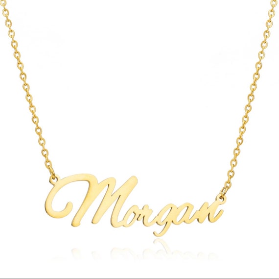 Morgan Stainless Steel Name Necklace in Gold Etsy Israel