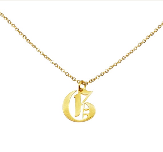 Gothic Initial Disc Necklace
