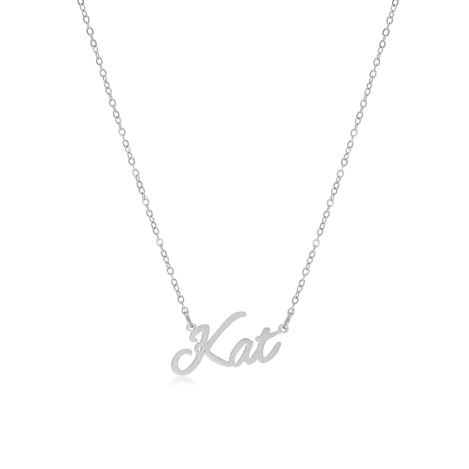 at opfinde Gøre mit bedste Held og lykke Kat Name Necklace Stainless Steel in Colour Silver - Etsy