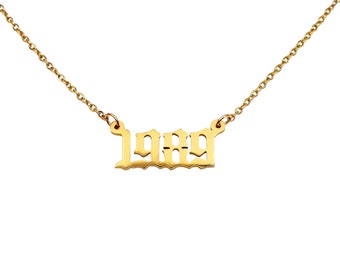 1989 stainless steel year necklace in gold!