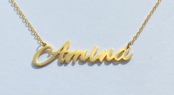 Amina Name Necklace Stainless Steel in Colour Gold Etsy Ireland