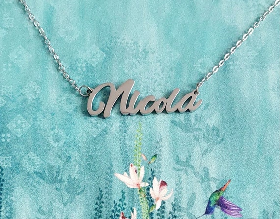 Nicola Name Necklace Stainless Steel in 