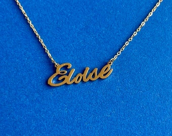 Eloise name necklace stainless steel in colour Gold