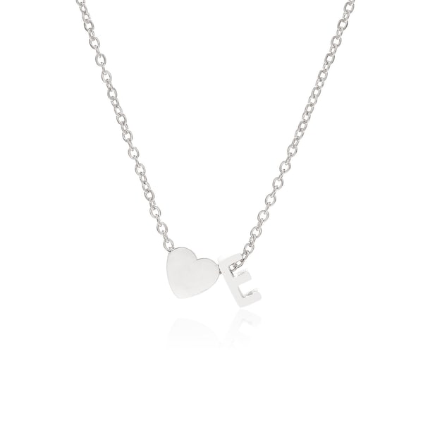 Letter E initial and Heart necklace in colour silver!