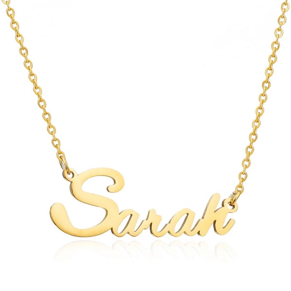 Sarah version 2 name necklace stainless steel in colour gold!