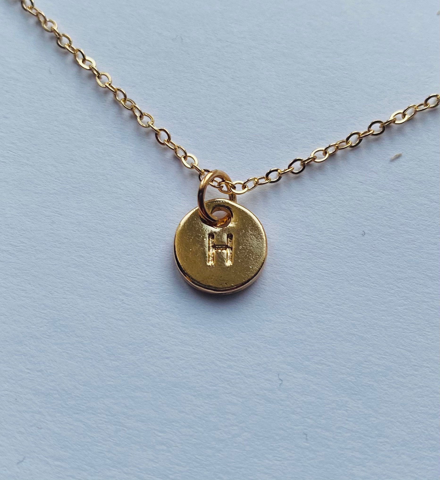Letter H Initial Coin Necklace in 