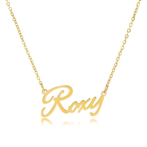 Roxy name necklace stainless steel in colour Gold