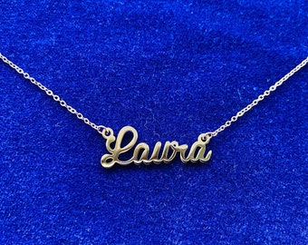 LAURA Gold Plated Name Necklace and Bracelet Gift Set 18K Bridal Christmas 