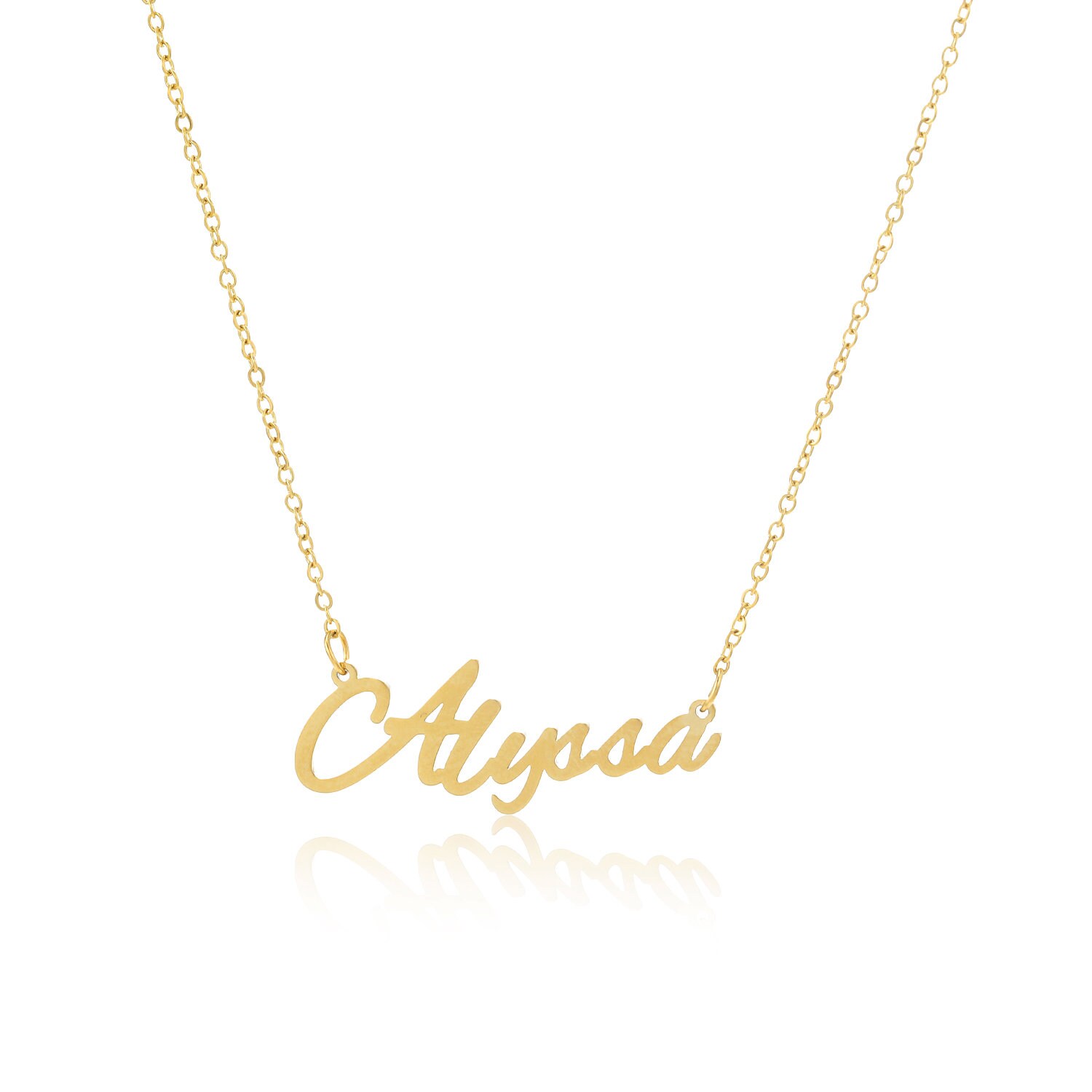 Alyssa Stainless Steel Name Necklace in Gold Etsy