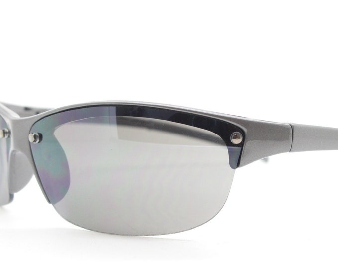 Y2K Vintage Sport Shield Sunglasses. Half Frame Grey Gloss Etsy