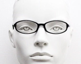 Emporio Armani oval eye glasses model 646 made in Italy. Black gloss acetate slim optical frames. Prescription eyeglasses. RX spectacles