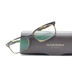 Oliver peoples rectangular eye glasses hand made in Italy. Honey tortoise acetate optical frame. Prescription eyeglasses. RX Spectacles