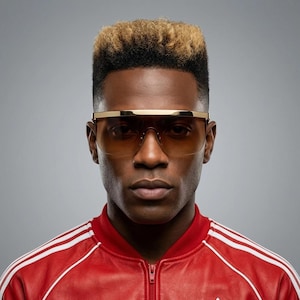 80s vintage visor sports shield sunglasses. Flat top half frame brown wraparound mono lens mask. 2000's. Hip hop visor
