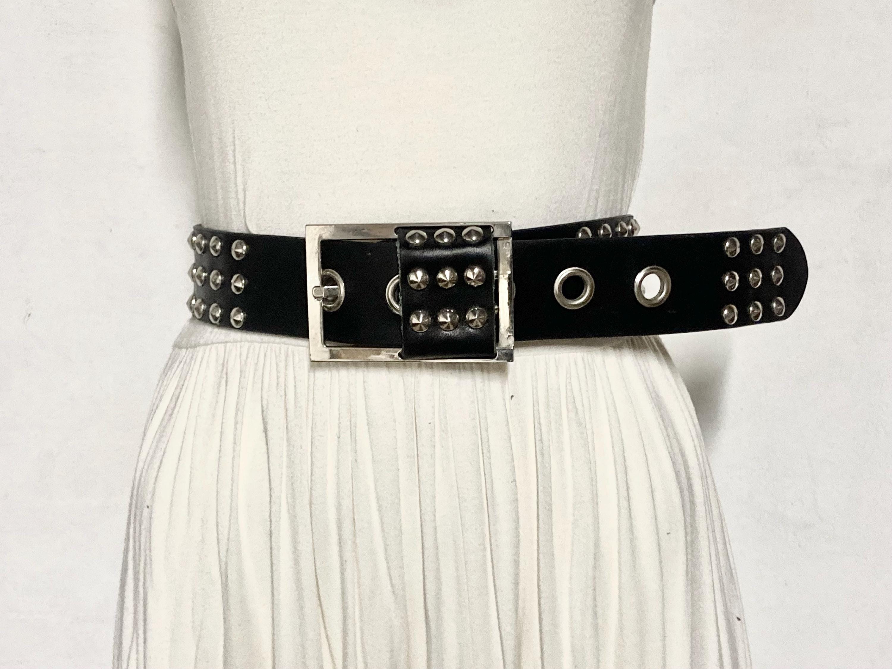 Y2k Vintage Womens Thick Genuine Leather Belt With Oversized
