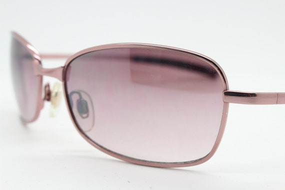 Y2K vintage curved sunglasses. Pink chrome metal … - image 1