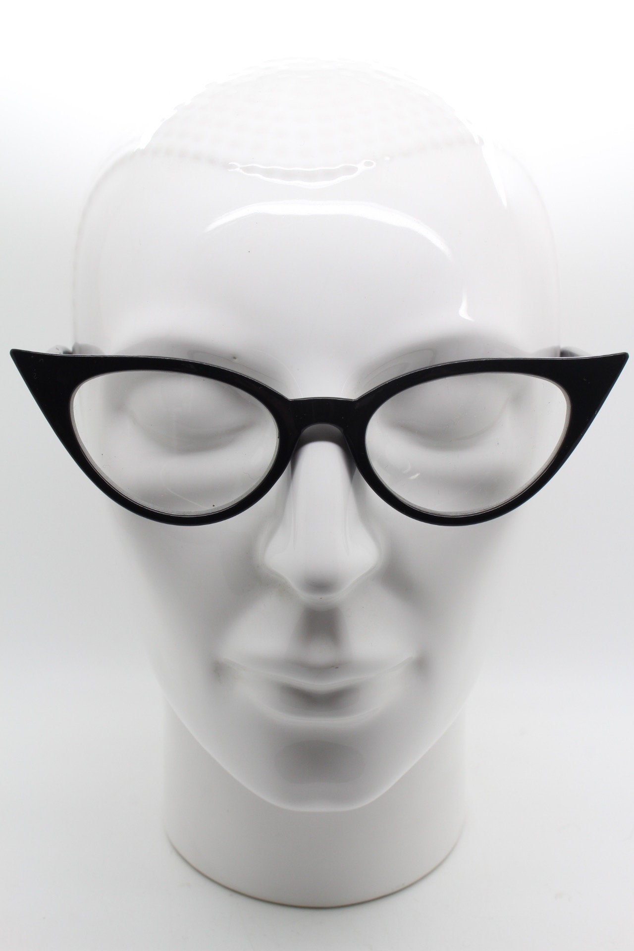 Y2K Pointed Cat Eye Glasses. Vintage Black Slender Clear Lens | Etsy