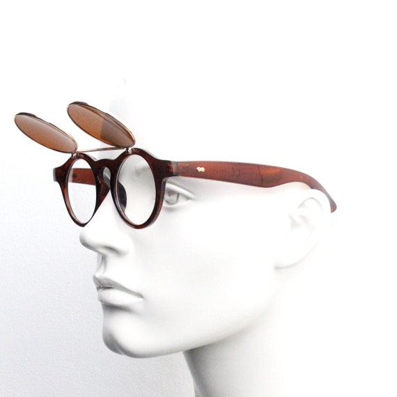 Vintage 90s round flipper sunglasses. 30s style b… - image 1