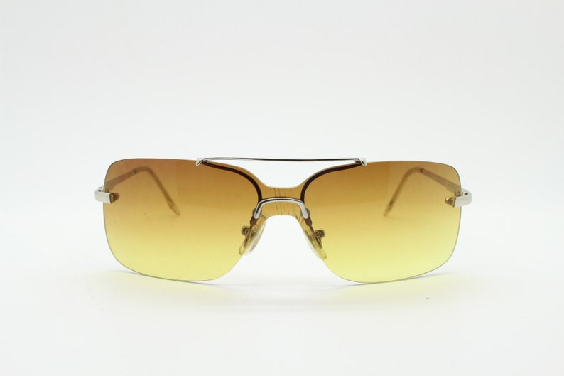 Y2K Vintage Visor Sunglasses. Frameless 2000's Brown Wrap Etsy UK