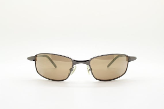 Brown Metal Curved Sunglasses Mens European Fashion Oversized Curved Shield Sport Metal  main image 2
