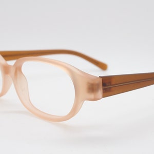 90s vintage 2 tone glasses. Frosted peach cat eye optical frame with brown arms. Prescription eyeglasses. RX cat eye Spectacles. Unused NOS