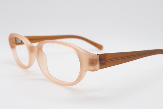 90s vintage 2 tone glasses. Frosted peach cat eye… - image 1