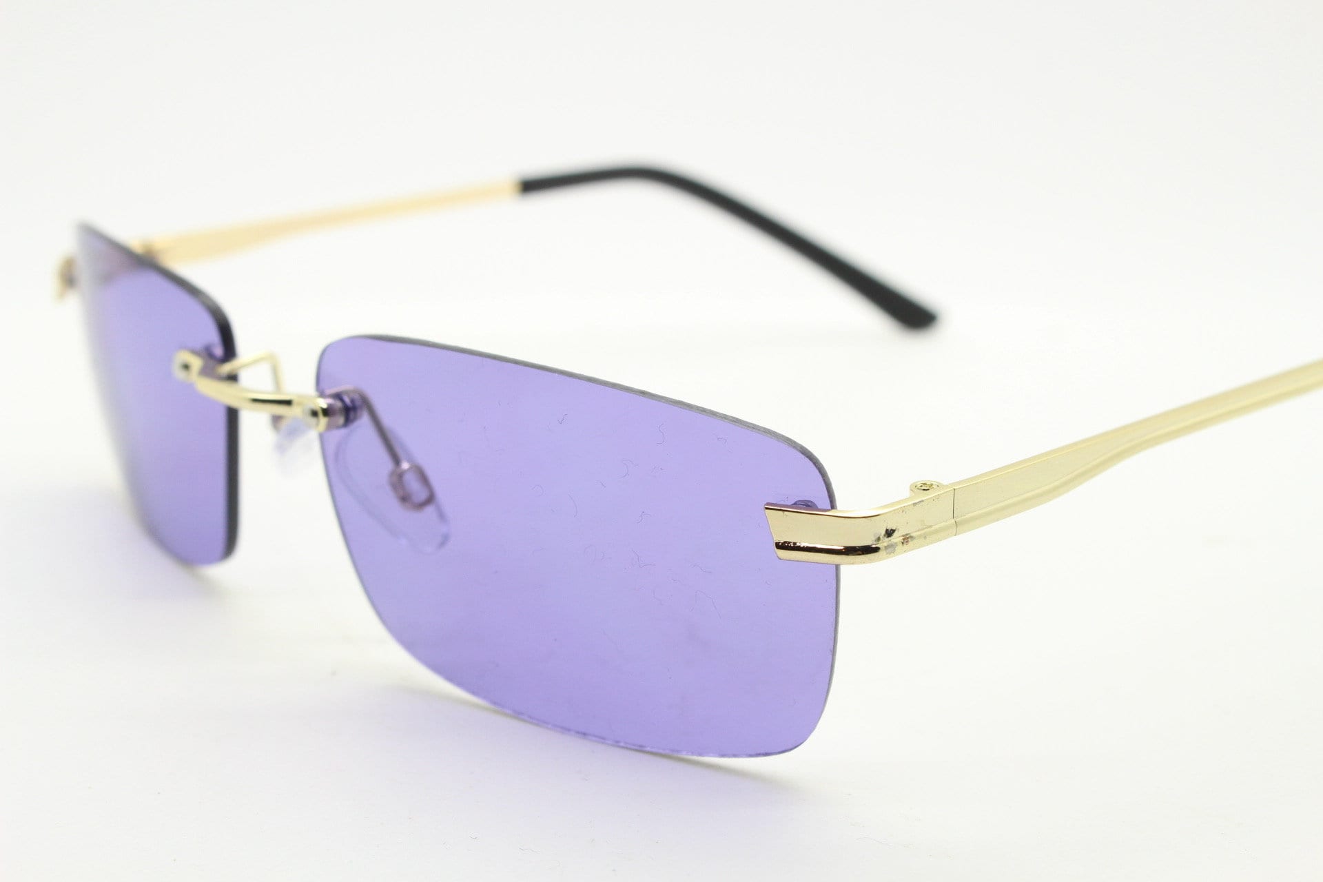 Y2K Vintage Frameless Purple Sunglasses. Rectangular Lenses  display picture 1