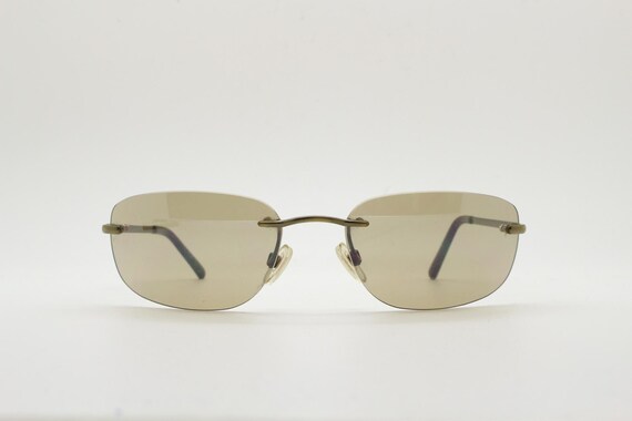 Ben Sherman 90s Vintage Frameless Sunglasses. Minimal Brown 