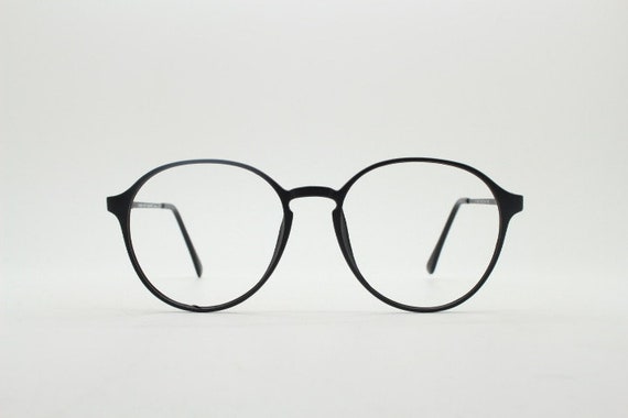 80s vintage black round eye glasses. Slightly ove… - image 1