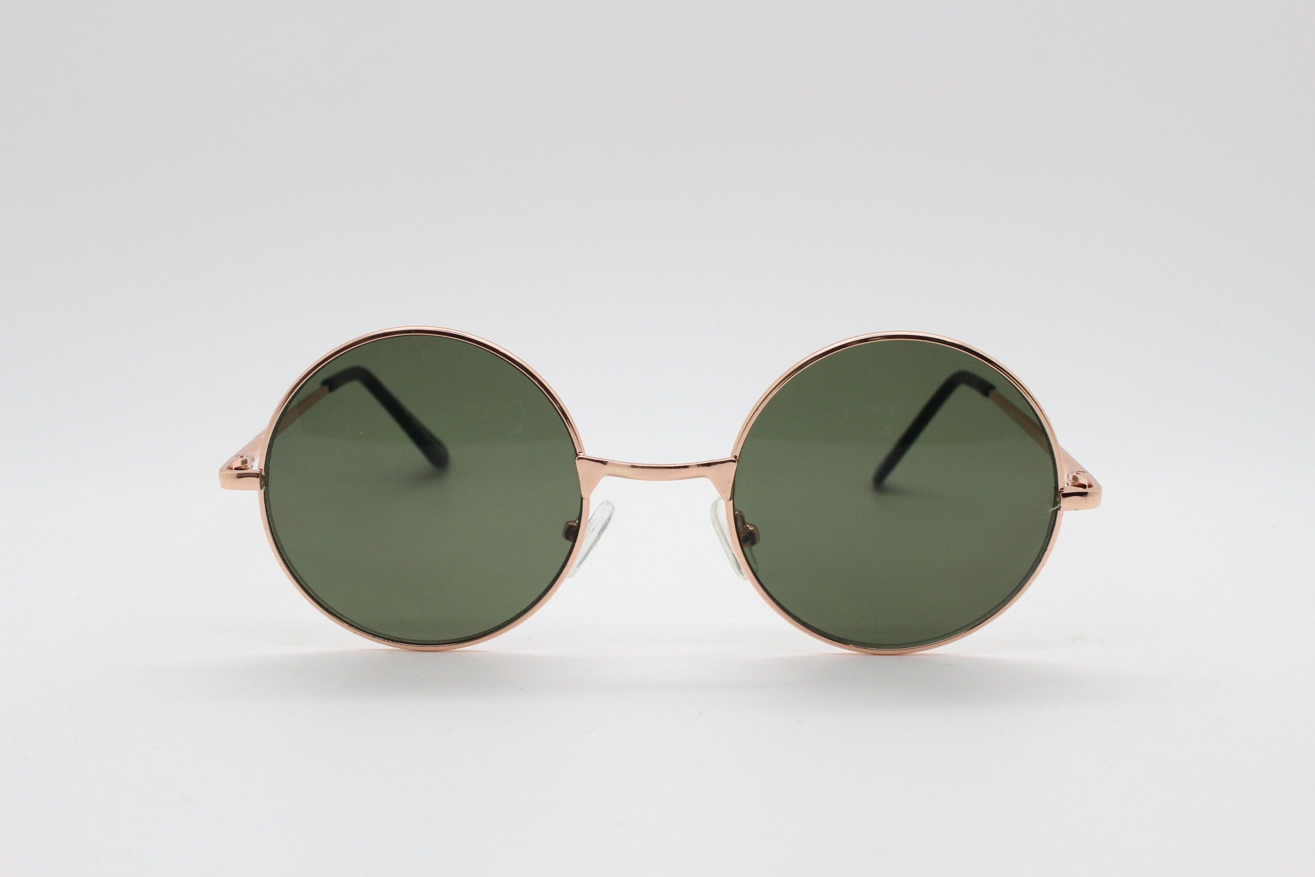 Rose gold metal frame with dreamy pink lenses 1920's style 90s round vintage sunglasses John Lennon
